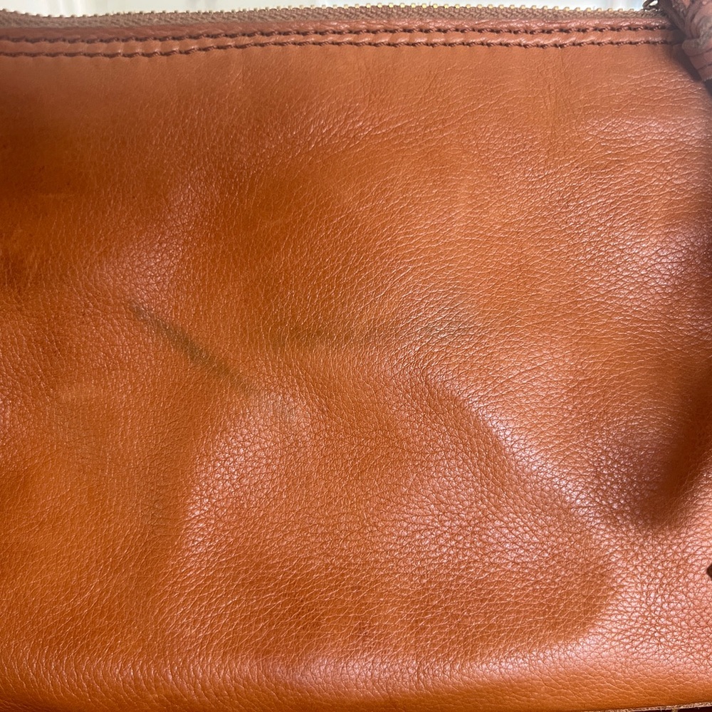 Margot New York Mina Triple Zip Leather Crossbody Cognac - Picture 6 of 7